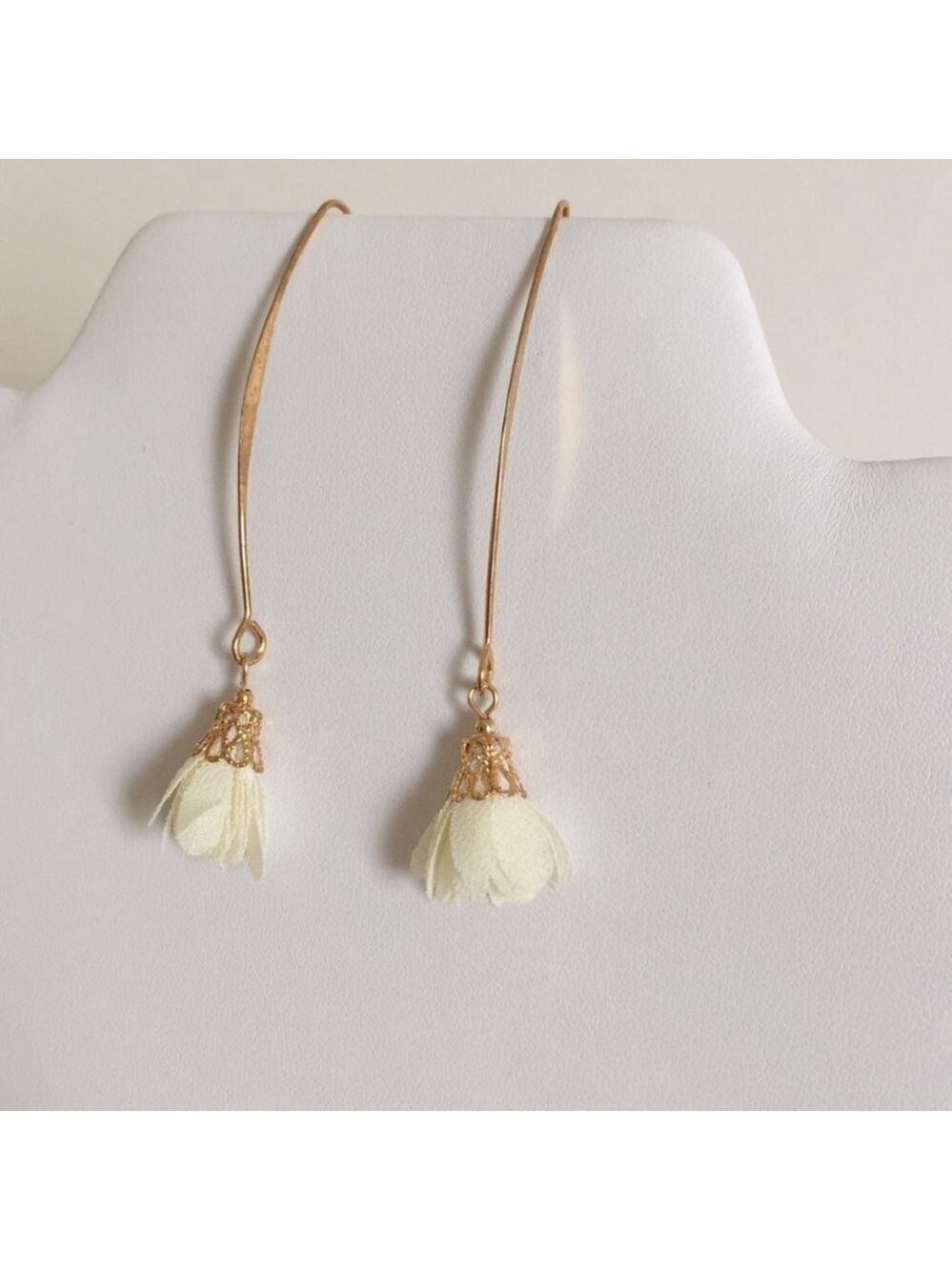 Gold threader earrings with dangling floral minimalist trendy